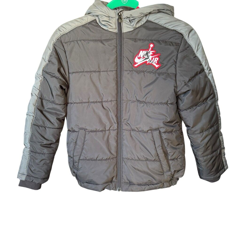 Nike Jordan Jacket Boys Small Puffer Hooded Zip Up Fleece Lined Med 10-12 Kids